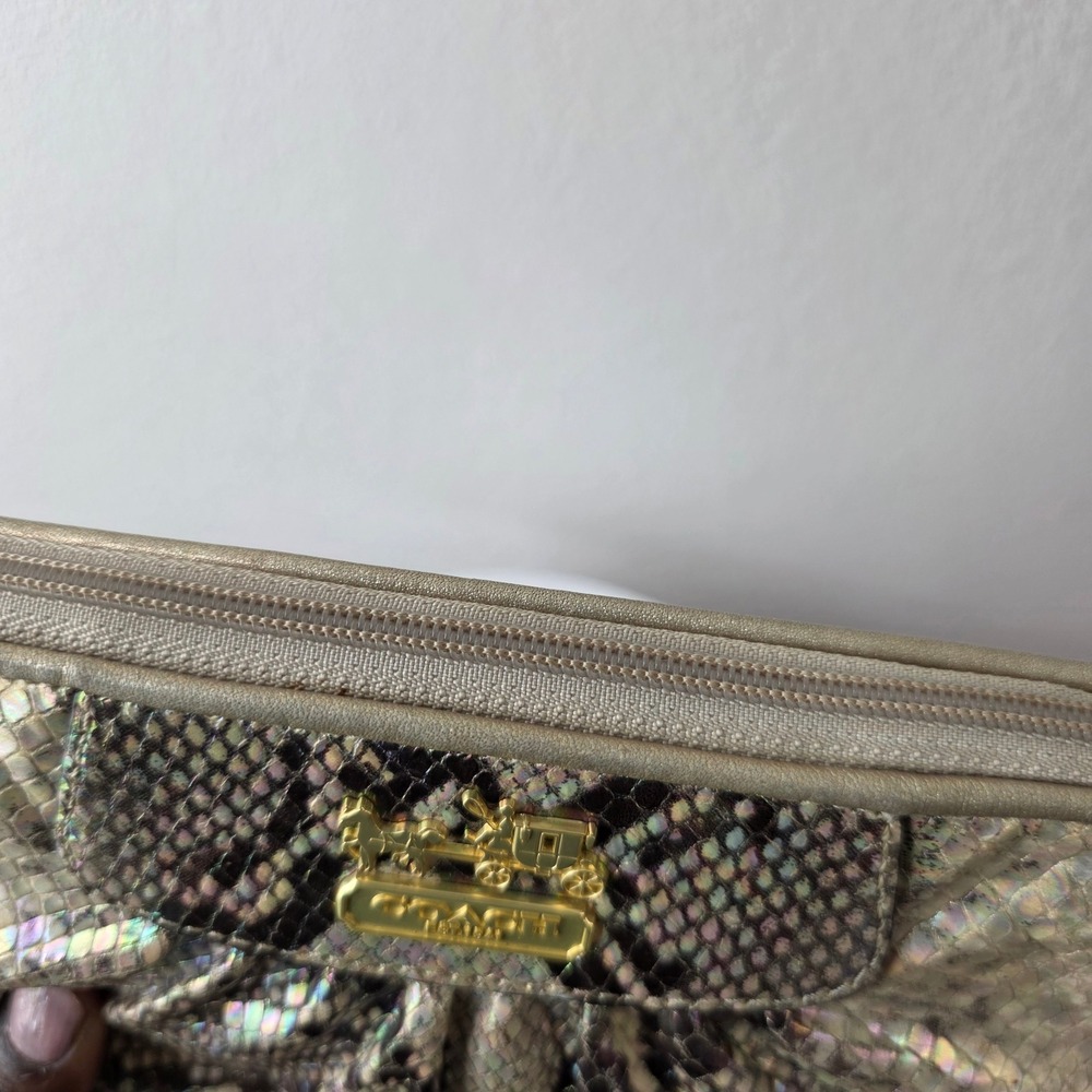 Coach Madison Shimmer Python Leather Wristlet Gol… - image 12